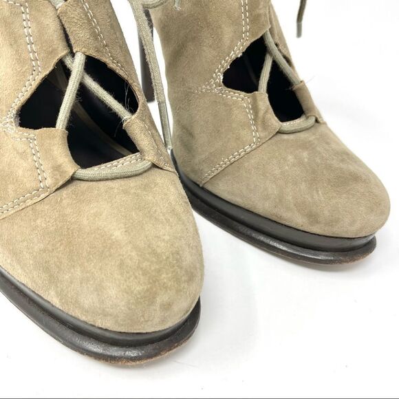 Dvf diane von furstenberg guardian taupe suede heeled lace up shoes size 8 - Picture 9 of 11